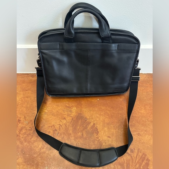 TUMI Black Leather Satchel Laptop Bag - Picture 4 of 7